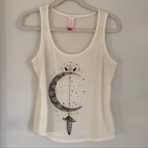 Crescent dream catcher white tank top